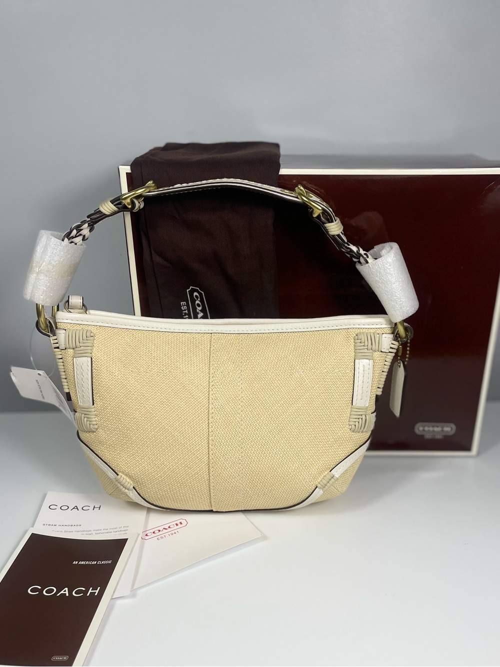 Coach Vintage Soho Angora Straw Hobo Bag NIB w/dustbag